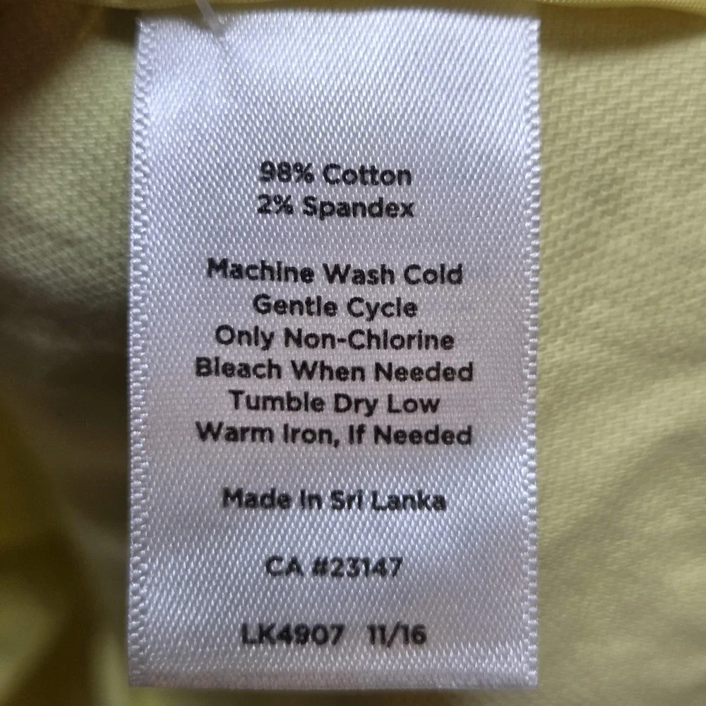 Talbots‎ Jacket Womens Large Yellow Stretch Twill Button Front Lace Up Back